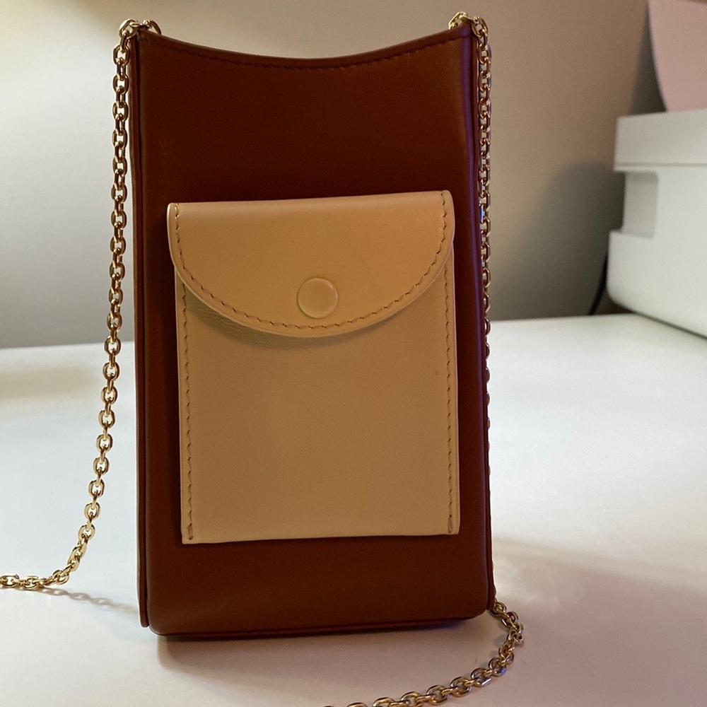 Cafune Camber Crossbody Phone Bag, Brown and Cream